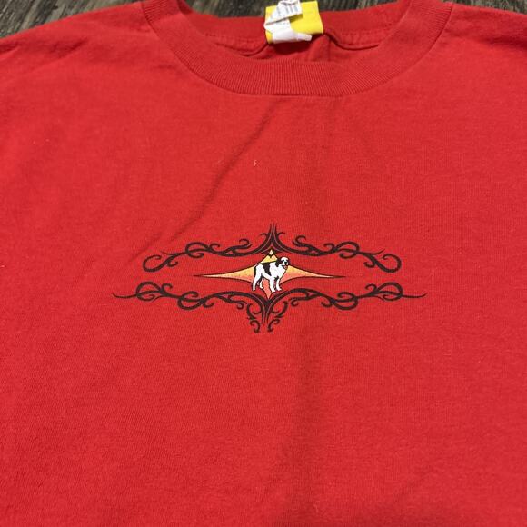 Vintage 90’s Big Dogs Red Long Sleeve T-Shirt Attitude Mens Scrolling S/M - Picture 2 of 7